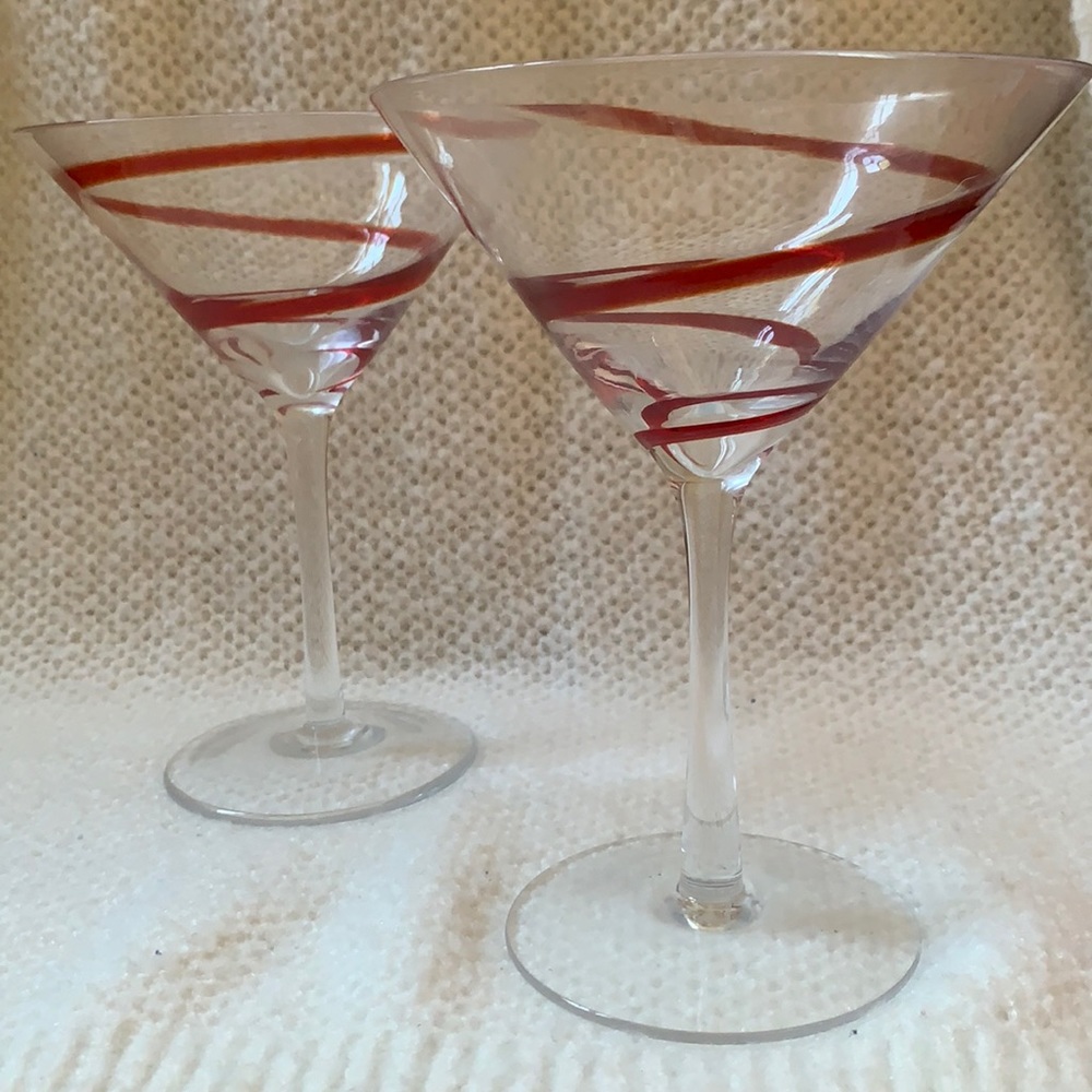 Red Swirl martini glasses